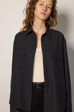 ZOE SHIRT / GREY HOUNDSTOOTH