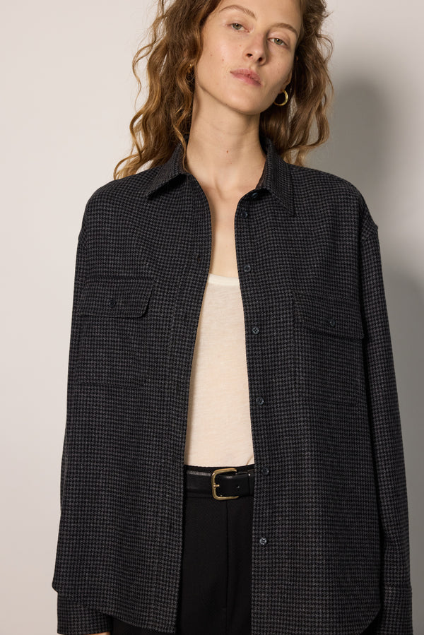 ZOE SHIRT / GREY HOUNDSTOOTH