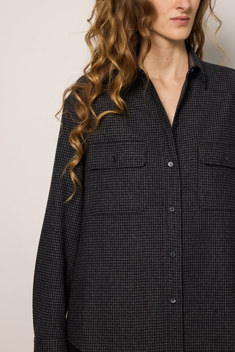 ZOE SHIRT / GREY HOUNDSTOOTH