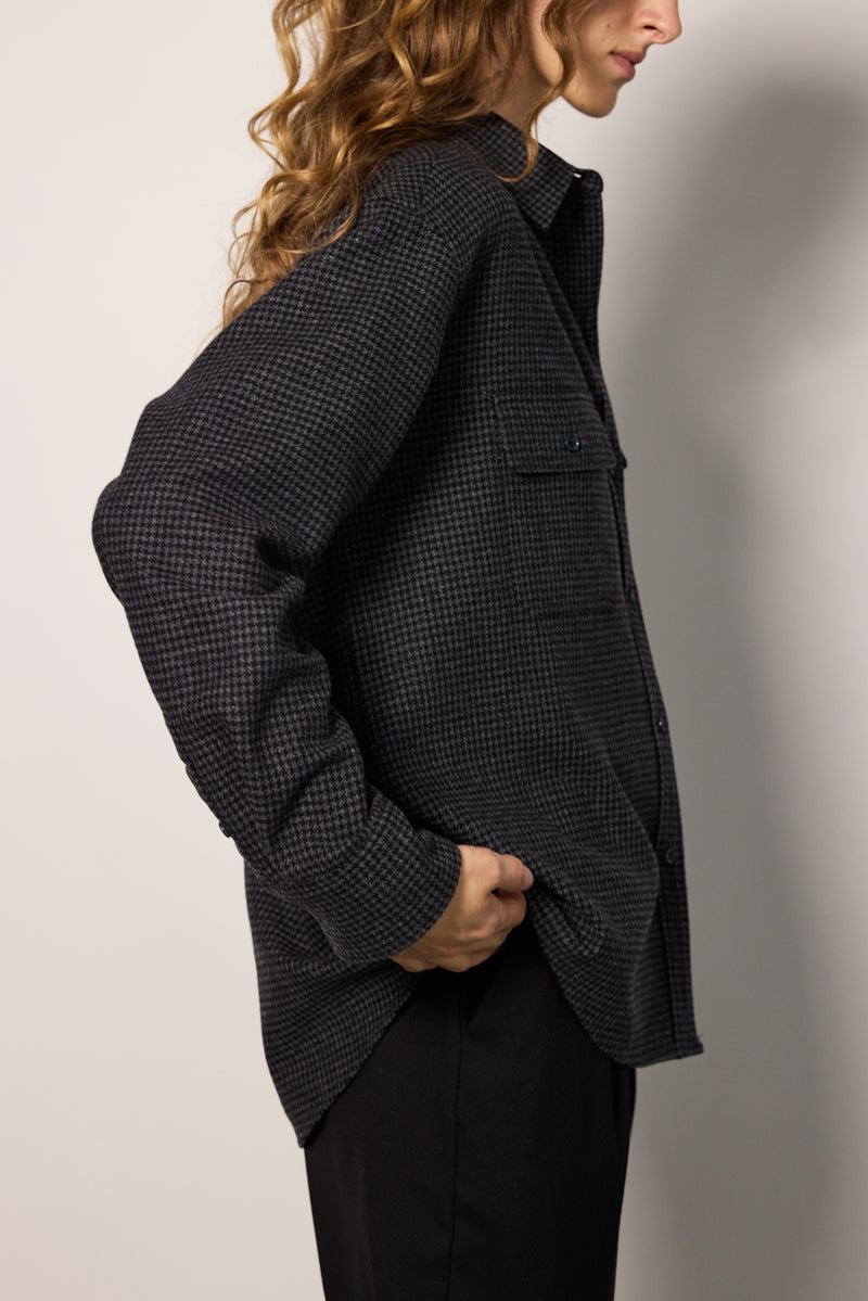 ZOE SHIRT / GREY HOUNDSTOOTH